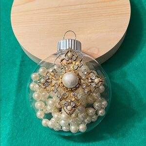 Upcycled vintage jewelry tree ornament